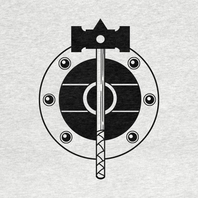 Hammer & Shield - Original Logo Banner Sigil - Dark Design for Light Fabrics by Indi Martin